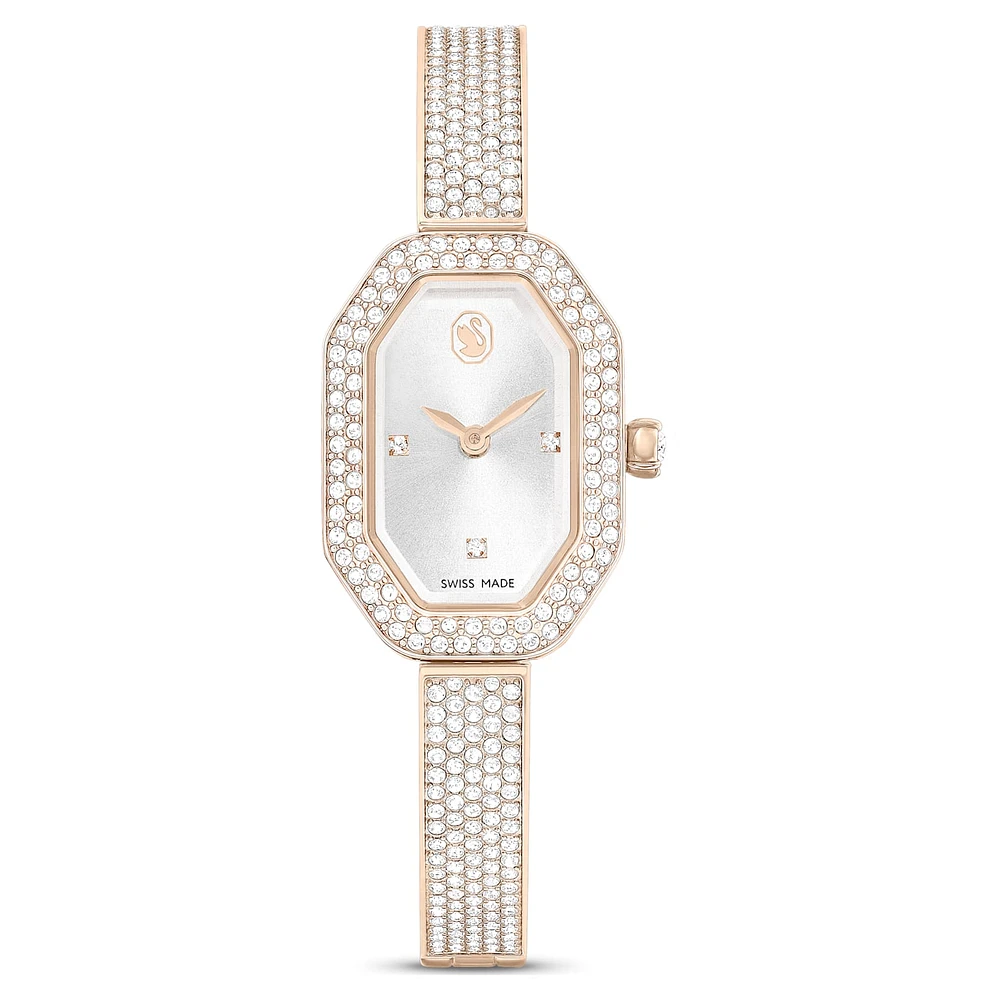 Dextera bangle watch, Swiss Made, Metal bracelet, Gold tone, Champagne gold-tone finish by SWAROVSKI