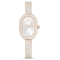 Dextera bangle watch, Swiss Made, Metal bracelet, Gold tone, Champagne gold-tone finish by SWAROVSKI