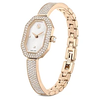 Dextera bangle watch, Swiss Made, Metal bracelet, Gold tone, Champagne gold-tone finish by SWAROVSKI