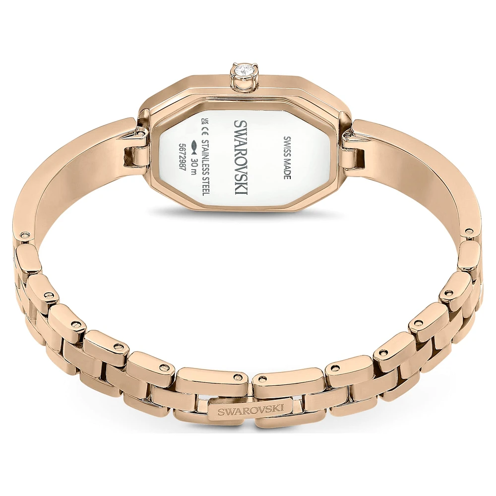 Dextera bangle watch, Swiss Made, Metal bracelet, Gold tone, Champagne gold-tone finish by SWAROVSKI