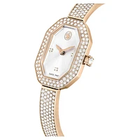 Dextera bangle watch, Swiss Made, Metal bracelet, Gold tone, Champagne gold-tone finish by SWAROVSKI