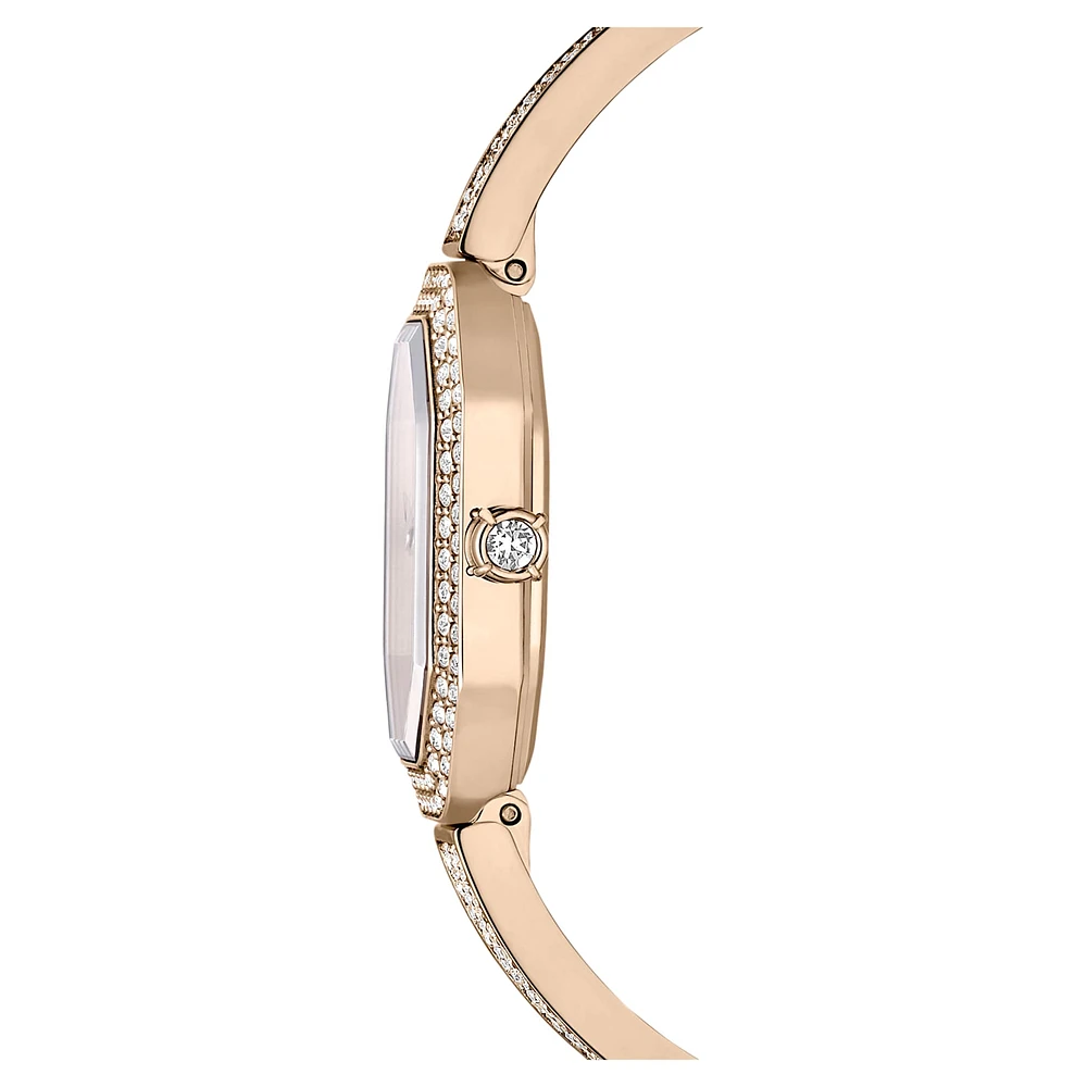 Dextera bangle watch, Swiss Made, Metal bracelet, Gold tone, Champagne gold-tone finish by SWAROVSKI