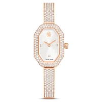 Dextera bangle watch, Swiss Made, Metal bracelet, Rose gold tone, Rose gold-tone finish by SWAROVSKI