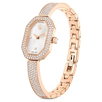 Dextera bangle watch, Swiss Made, Metal bracelet, Rose gold tone, Rose gold-tone finish by SWAROVSKI