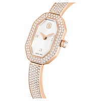 Dextera bangle watch, Swiss Made, Metal bracelet, Rose gold tone, Rose gold-tone finish by SWAROVSKI