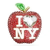 I LOVE NY tack pin, Red, Gold-tone plated by SWAROVSKI