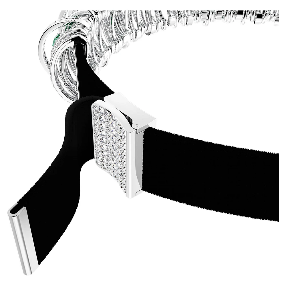 Hyperbola choker, Green, Rhodium plated by SWAROVSKI