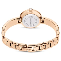 Matrix bangle watch, Swiss Made, Crystal bracelet, White, Rose gold-tone finish by SWAROVSKI