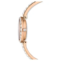 Matrix bangle watch, Swiss Made, Crystal bracelet, White, Rose gold-tone finish by SWAROVSKI