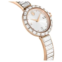 Matrix bangle watch, Swiss Made, Crystal bracelet, White, Rose gold-tone finish by SWAROVSKI