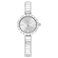 Matrix bangle watch, Swiss Made, Crystal bracelet, White, Stainless Steel by SWAROVSKI