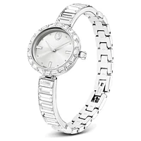 Matrix bangle watch, Swiss Made, Crystal bracelet, White, Stainless Steel by SWAROVSKI