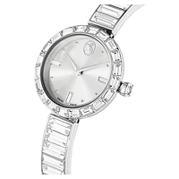 Matrix bangle watch, Swiss Made, Crystal bracelet, White, Stainless Steel by SWAROVSKI
