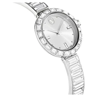 Matrix bangle watch, Swiss Made, Crystal bracelet, White, Stainless Steel by SWAROVSKI