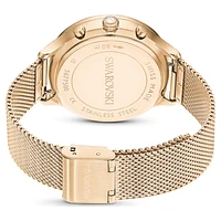 Nova chrono watch, Swiss Made, Metal bracelet, Gold tone, Champagne gold-tone finish by SWAROVSKI