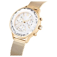 Nova chrono watch, Swiss Made, Metal bracelet, Gold tone, Champagne gold-tone finish by SWAROVSKI