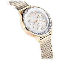 Nova chrono watch, Swiss Made, Metal bracelet, Gold tone, Champagne gold-tone finish by SWAROVSKI