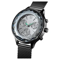 Nova chrono watch, Swiss Made, Metal bracelet, Silver tone, Stainless Steel by SWAROVSKI