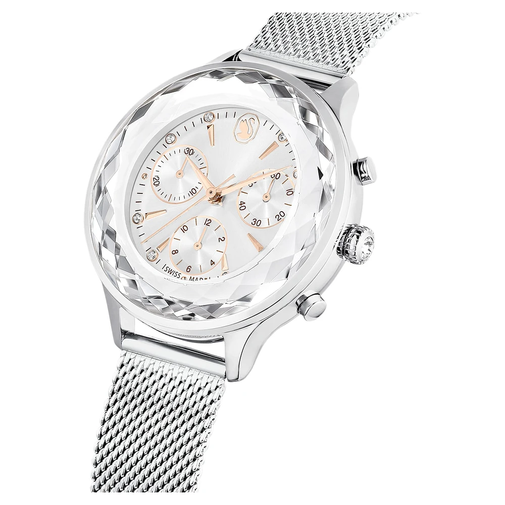 Nova chrono watch, Swiss Made, Metal bracelet, Silver Tone, Stainless steel by SWAROVSKI