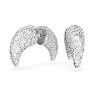 Luna stud earrings, Moon, Small, White, Rhodium plated by SWAROVSKI