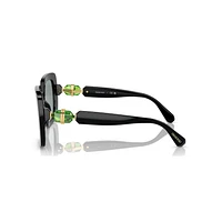 Sunglasses, Oversized, Square shape, SK6001, Black by SWAROVSKI