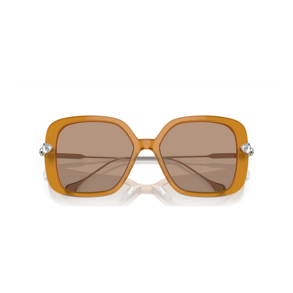 Sunglasses, Oversized, Square shape, SK6011, Brown by SWAROVSKI