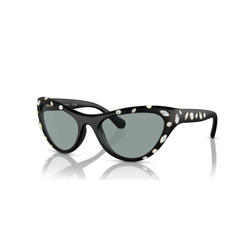 Sunglasses, Cat-eye shape, SK6007, Black by SWAROVSKI
