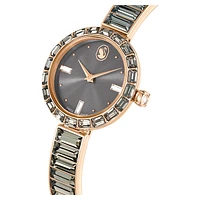 Matrix bangle watch, Swiss Made, Crystal bracelet, Grey, Rose gold-tone finish by SWAROVSKI