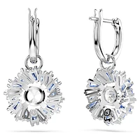 Idyllia drop earrings, Mixed cuts, Flower, Blue, Rhodium plated by SWAROVSKI