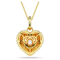 Hyperbola pendant, Crystal pearl, Heart, White, Gold-tone plated by SWAROVSKI