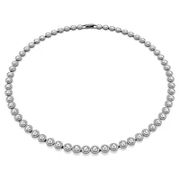 Una Angelic Tennis necklace, Round cut, Long, White, Ruthenium plated by SWAROVSKI