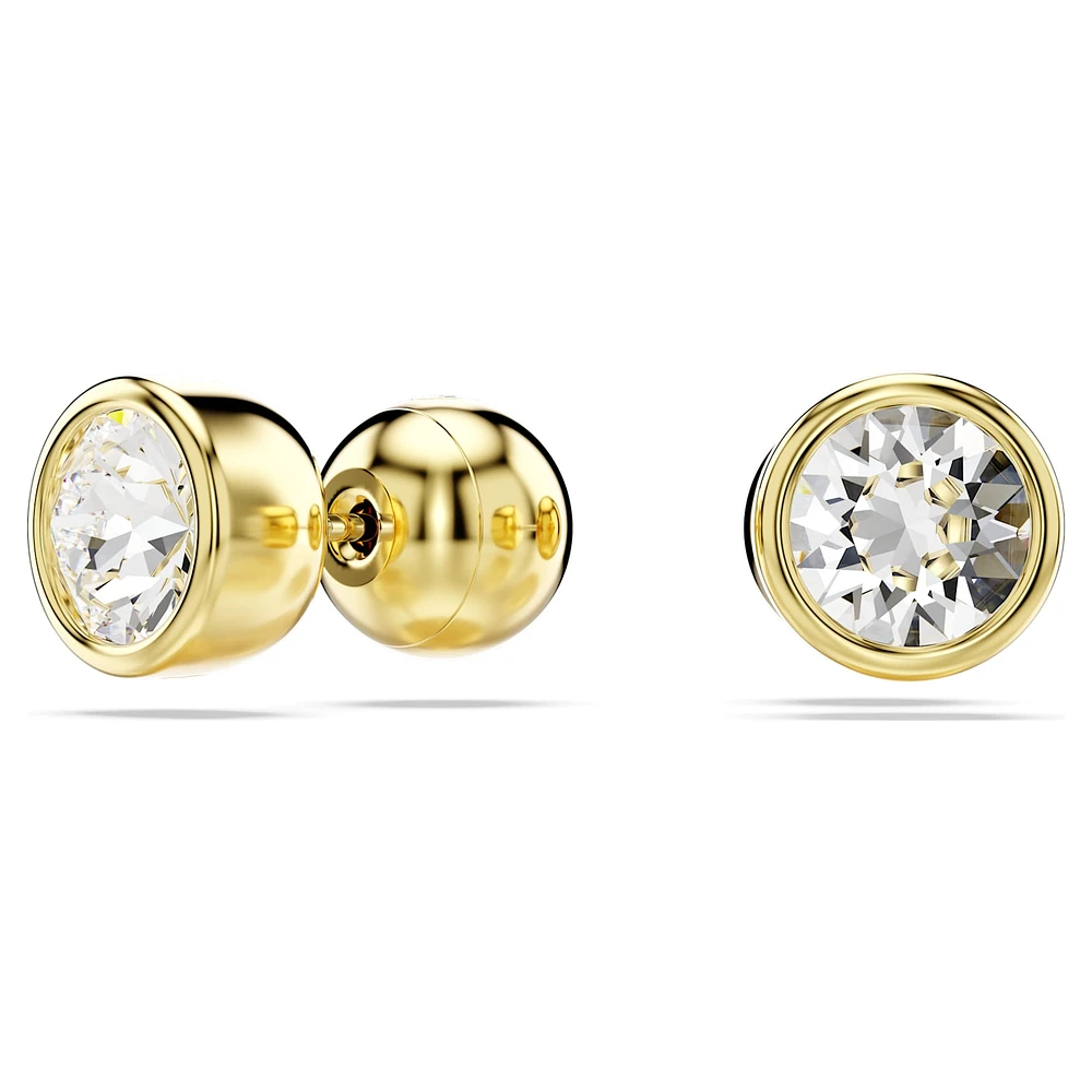 Imber stud earrings, Round cut, White, Gold-tone plated by SWAROVSKI