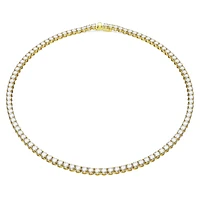 Matrix Tennis necklace, Round cut, White, Gold-tone plated by SWAROVSKI
