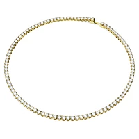 Matrix Tennis necklace, Round cut, White, Gold-tone plated by SWAROVSKI