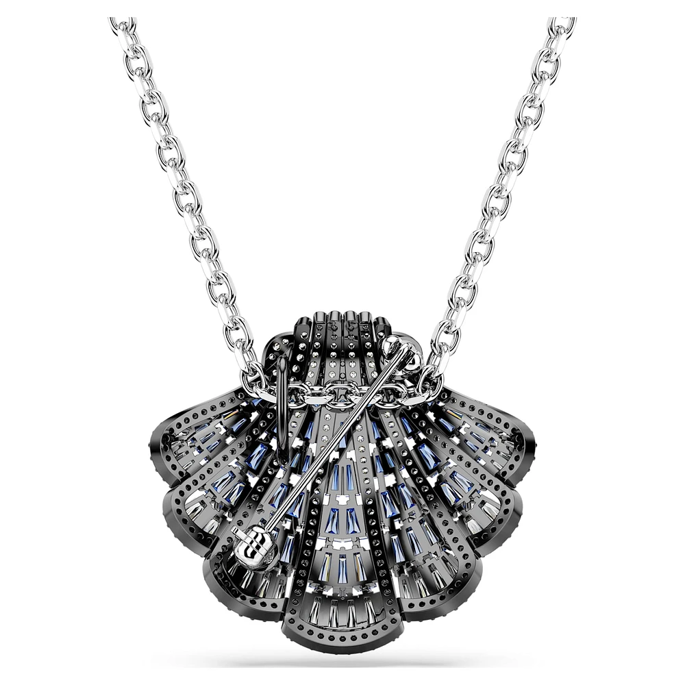 Idyllia pendant and brooch, Shell, Long, Blue, Mixed metal finish by SWAROVSKI