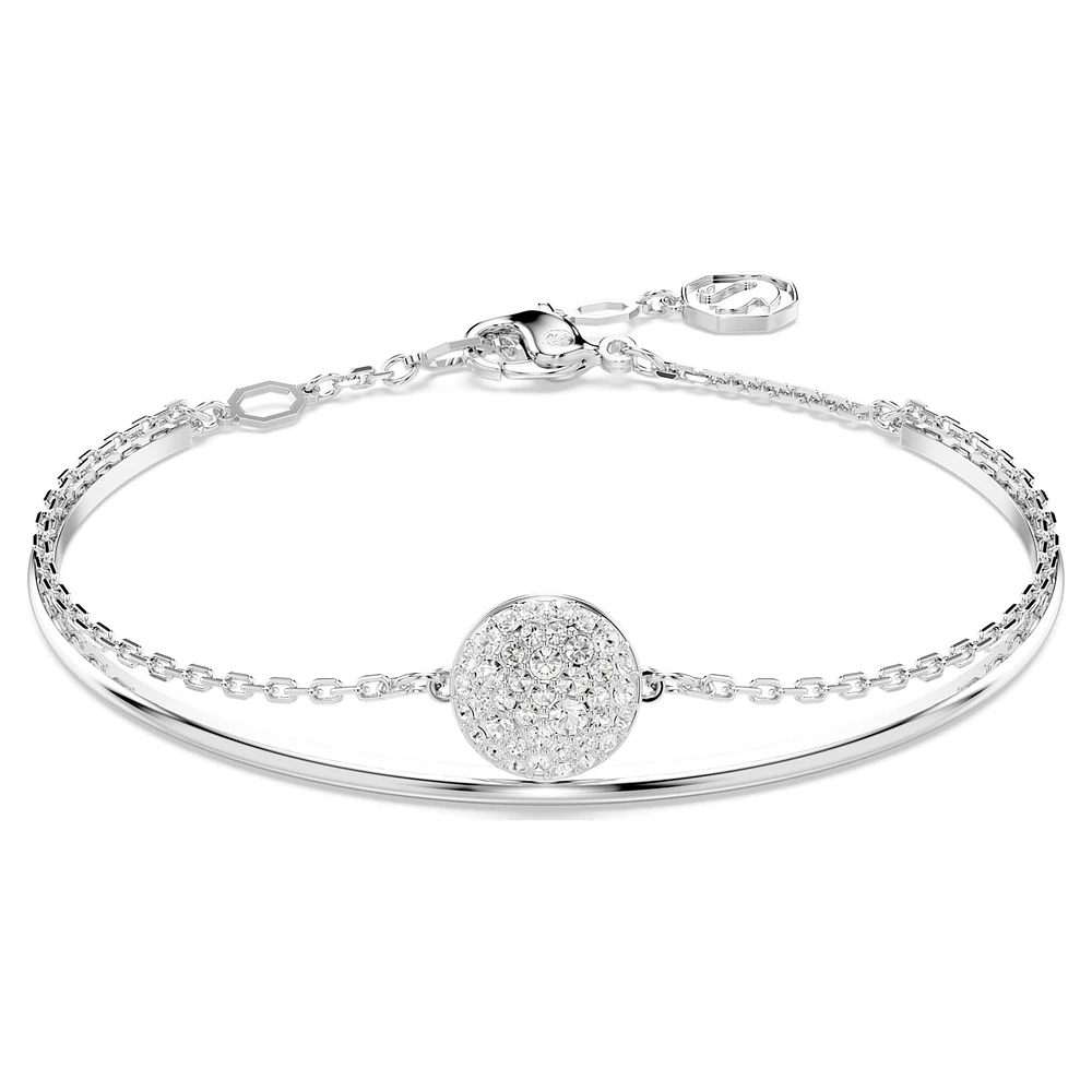 Meteora bangle, White, Rhodium plated by SWAROVSKI
