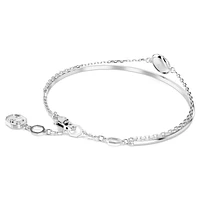 Meteora bangle, White, Rhodium plated by SWAROVSKI