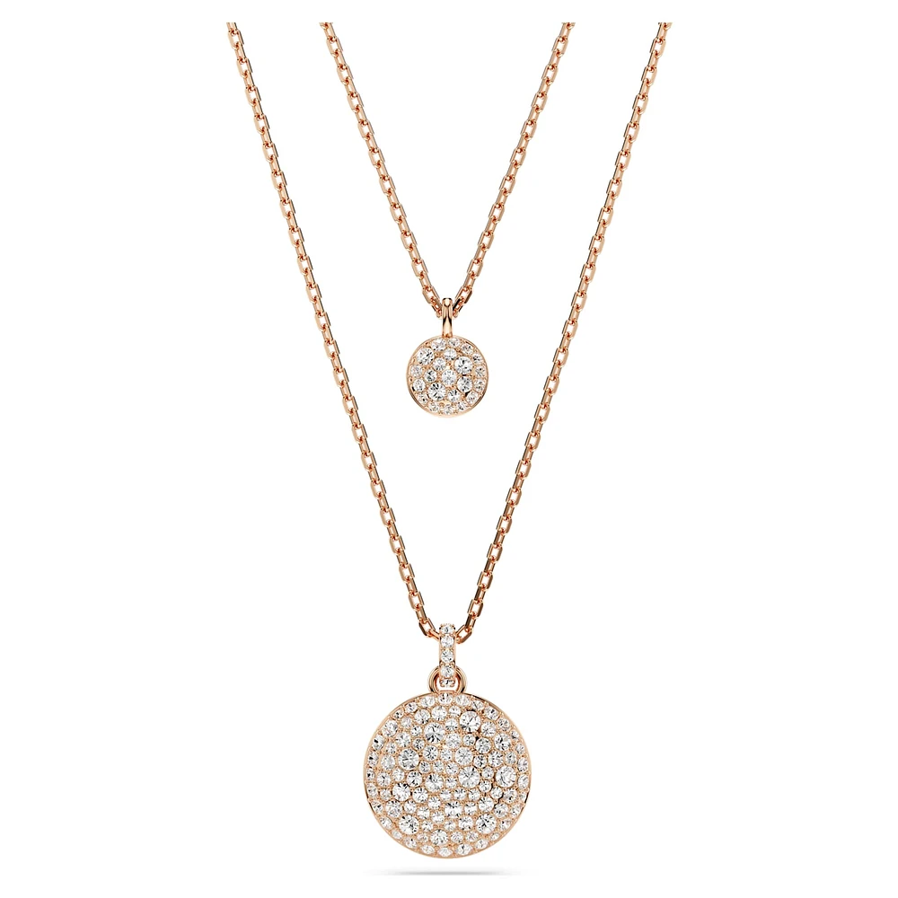 Meteora layered pendant, White, Rose gold-tone plated by SWAROVSKI