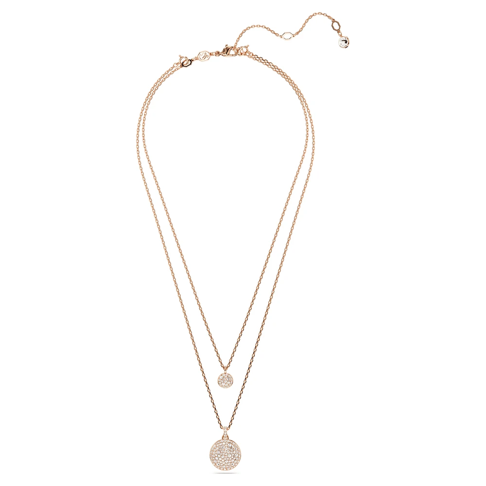 Meteora layered pendant, White, Rose gold-tone plated by SWAROVSKI