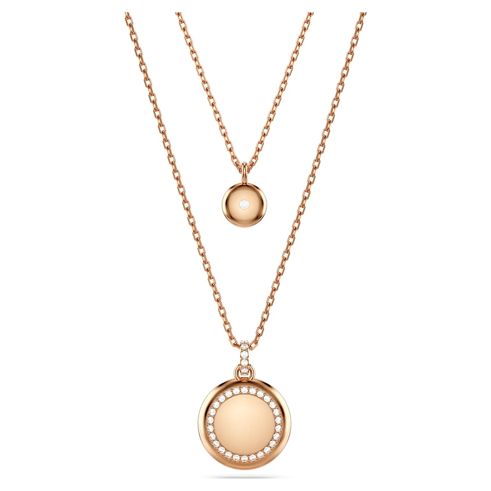Meteora layered pendant, White, Rose gold-tone plated by SWAROVSKI