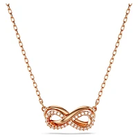 Hyperbola pendant, Pavé, Infinity, White, Rose gold-tone plated by SWAROVSKI