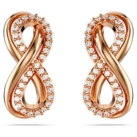 Hyperbola stud earrings, Infinity, White, Rose gold-tone plated by SWAROVSKI
