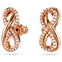 Hyperbola stud earrings, Infinity, White, Rose gold-tone plated by SWAROVSKI