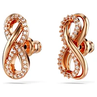 Hyperbola stud earrings, Infinity, White, Rose gold-tone plated by SWAROVSKI