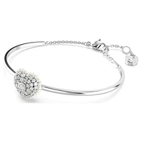 Hyperbola bangle, Heart, White, Rhodium plated by SWAROVSKI