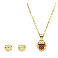 Chroma set, Heart, Red, Gold-tone plated by SWAROVSKI