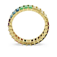 Matrix ring, Baguette cut, Multicolored, Gold-tone plated by SWAROVSKI