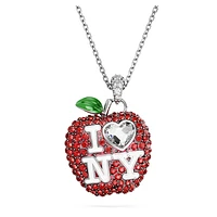 I LOVE NY pendant, Red, Rhodium plated by SWAROVSKI