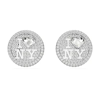 I LOVE NY stud earrings, White, Rhodium plated by SWAROVSKI