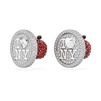 I LOVE NY stud earrings, White, Rhodium plated by SWAROVSKI